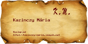 Kazinczy Mária névjegykártya